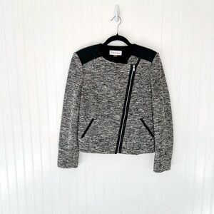 Calvin Klein tweed and faux leather moto jacket - 10